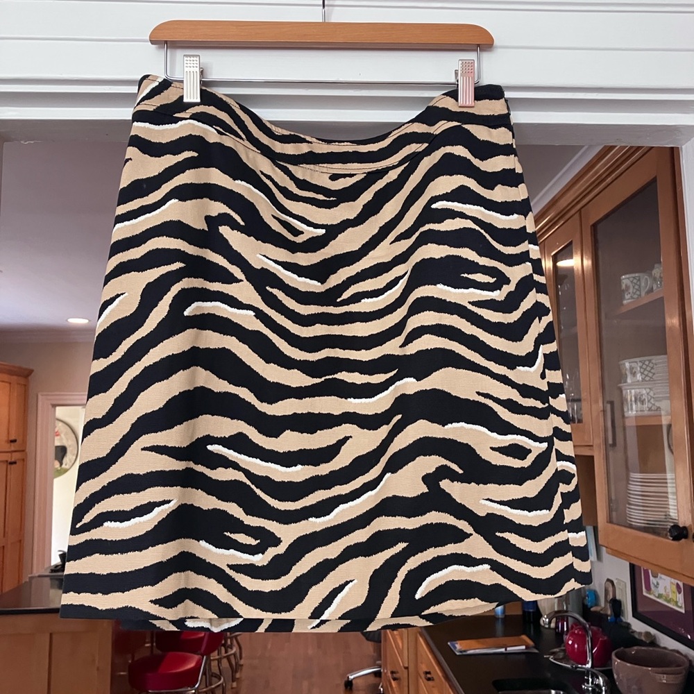 Talbots Black and Tan Zebra A-Line Skirt